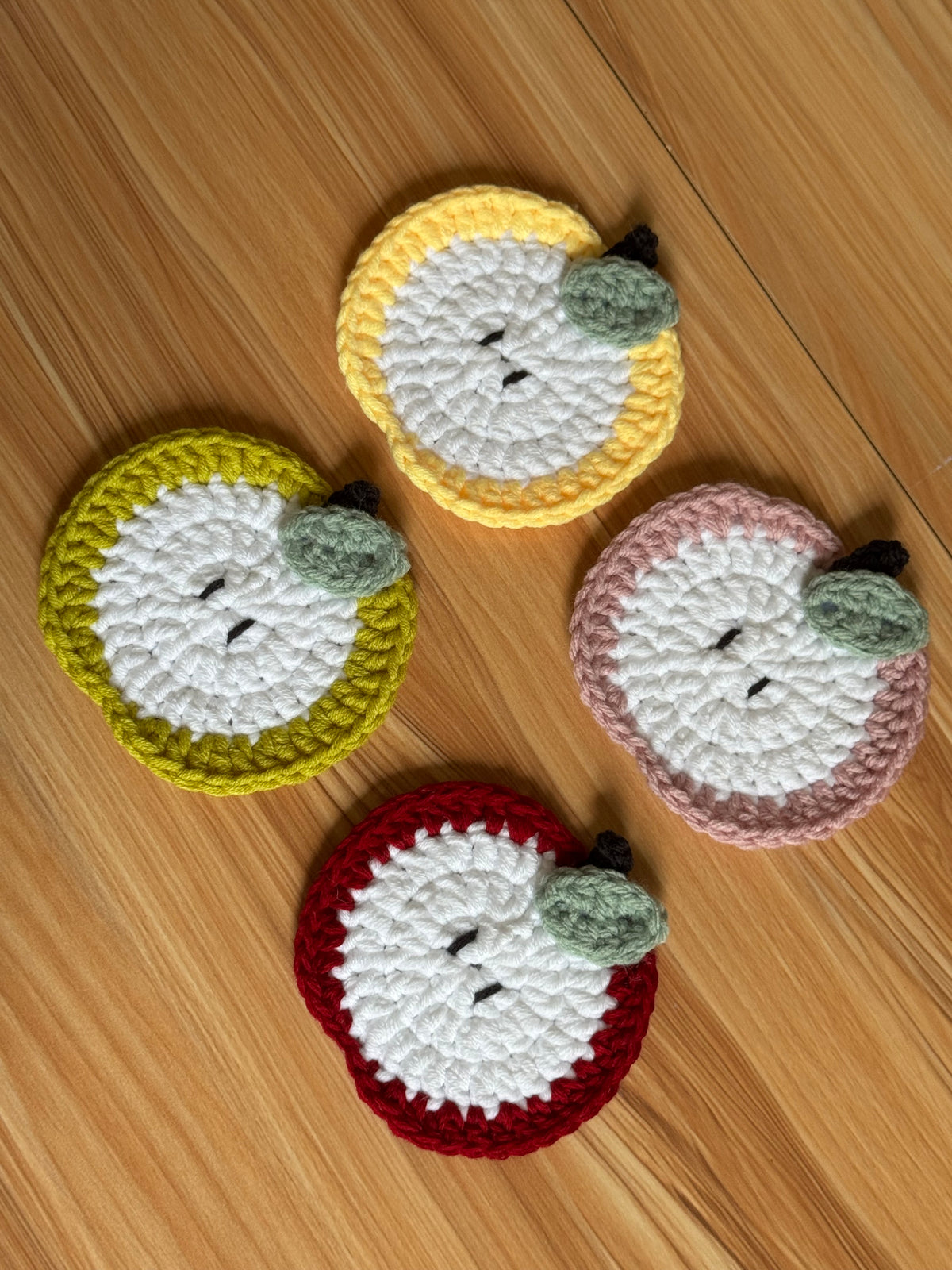 Apple Slice Crochet Coaster