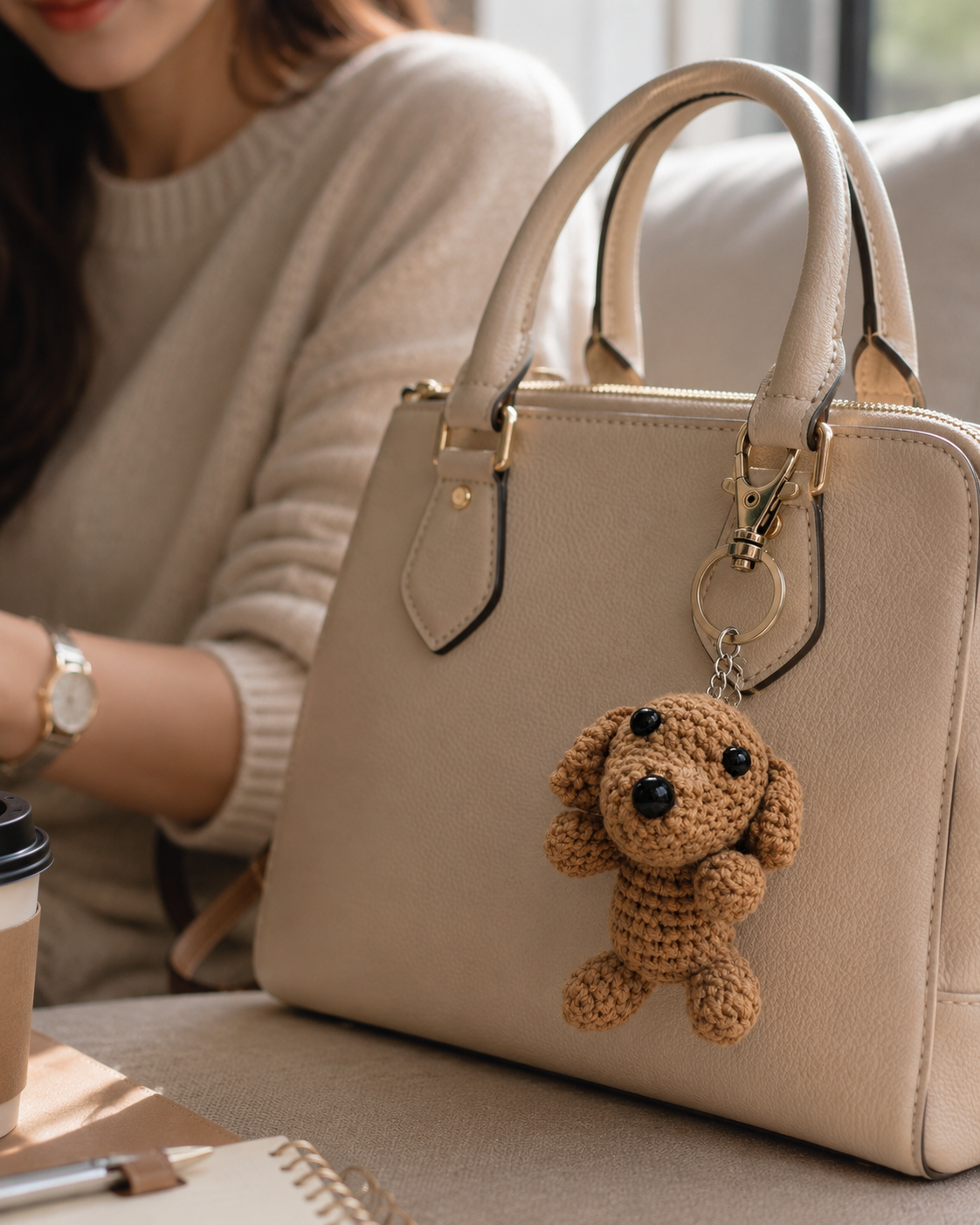 mini crochet puppy keychain