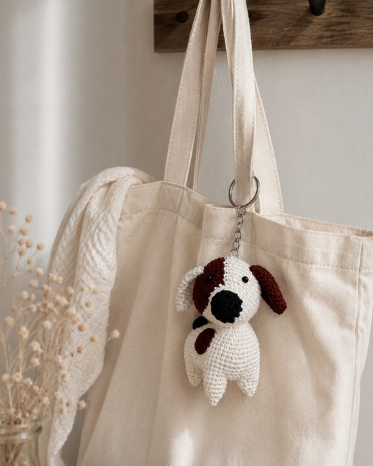 Handmade Crochet Puppy Keychain