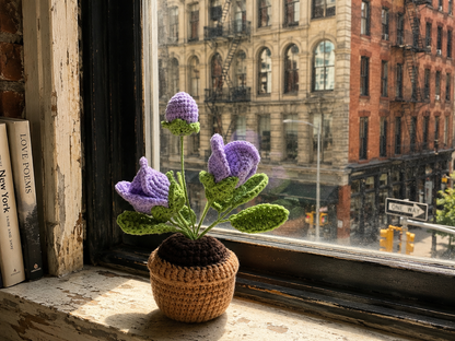 Mini Crochet rose pot