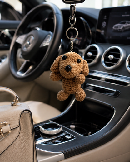 mini crochet puppy keychain