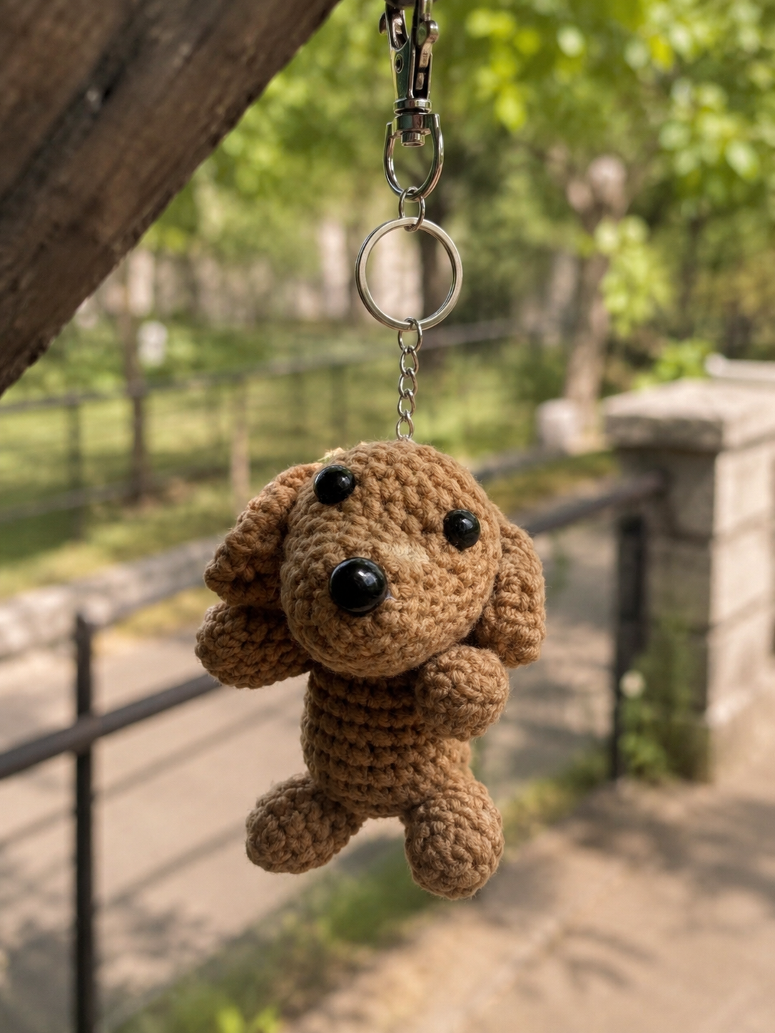 mini crochet puppy keychain