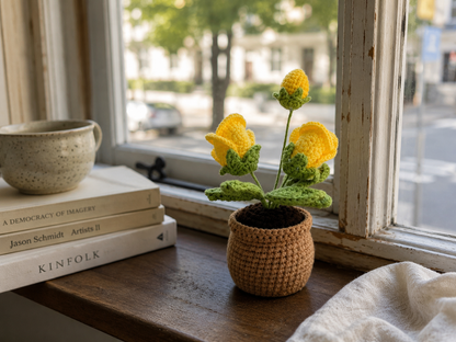 Mini Crochet rose pot