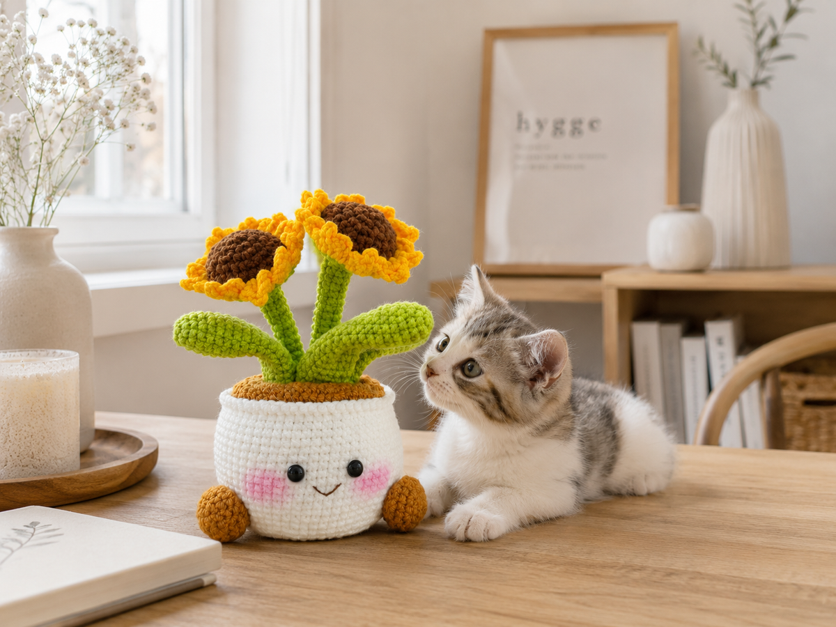 Handmade 2-Bloom Positive Desk Decor