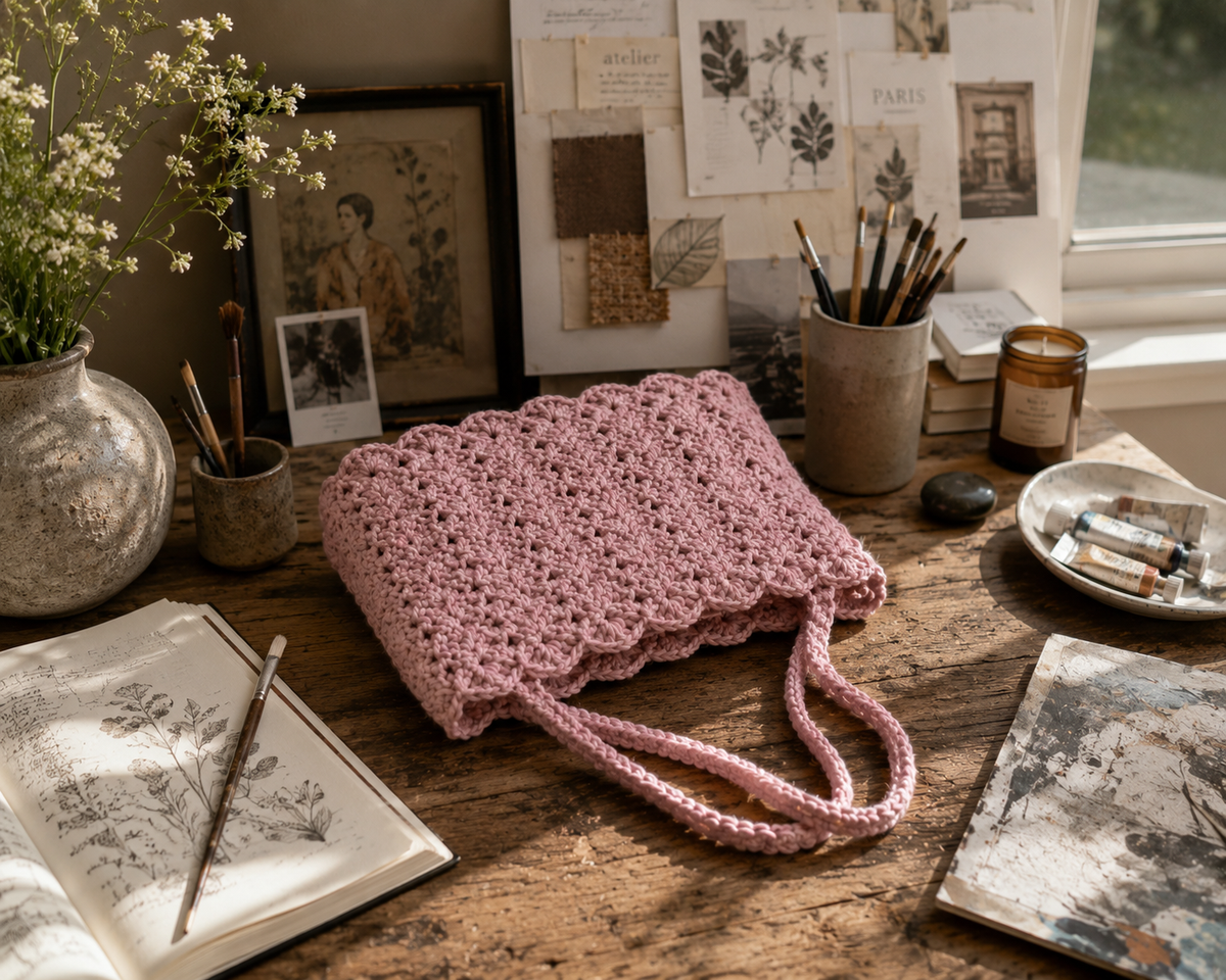 Small Pastel Coquette Yarn Purse