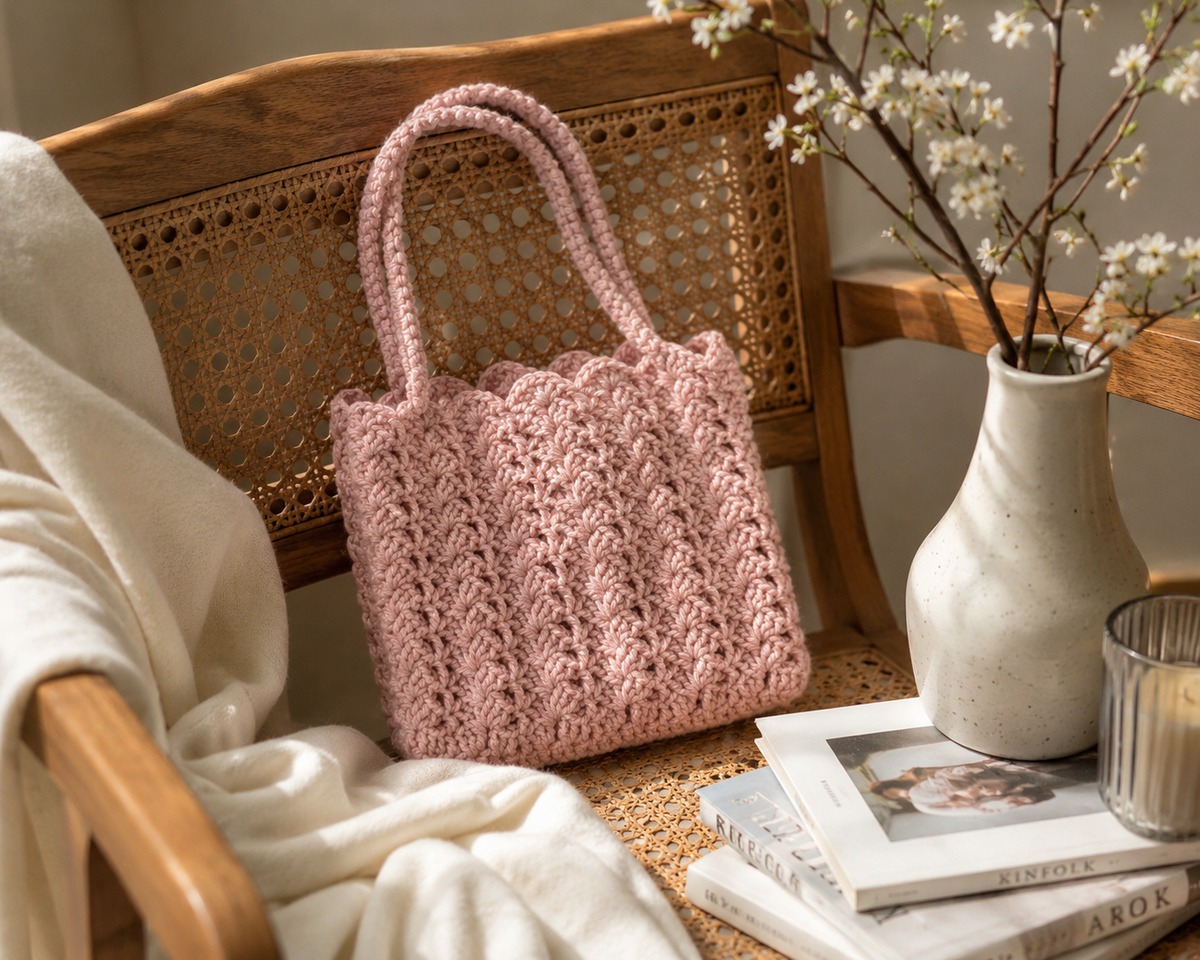 Small Pastel Coquette Yarn Purse