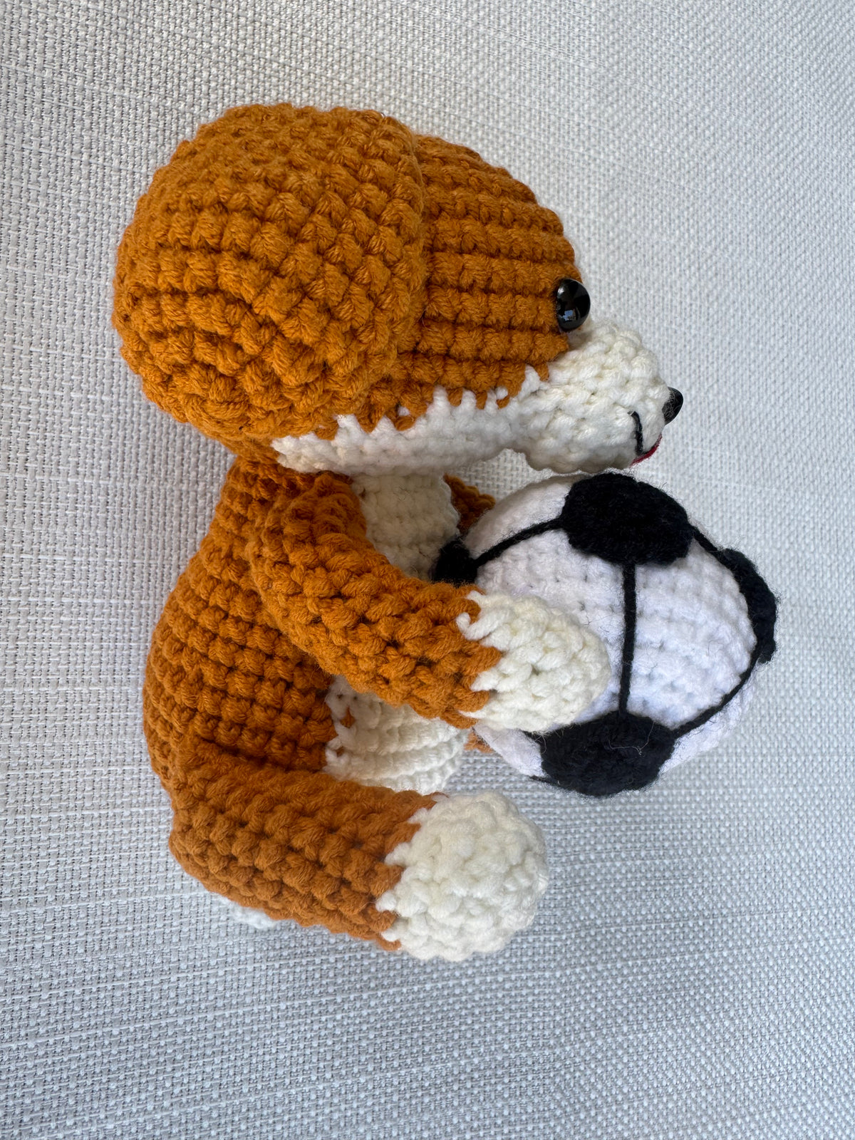 Crochet Soccer Dog Keychain