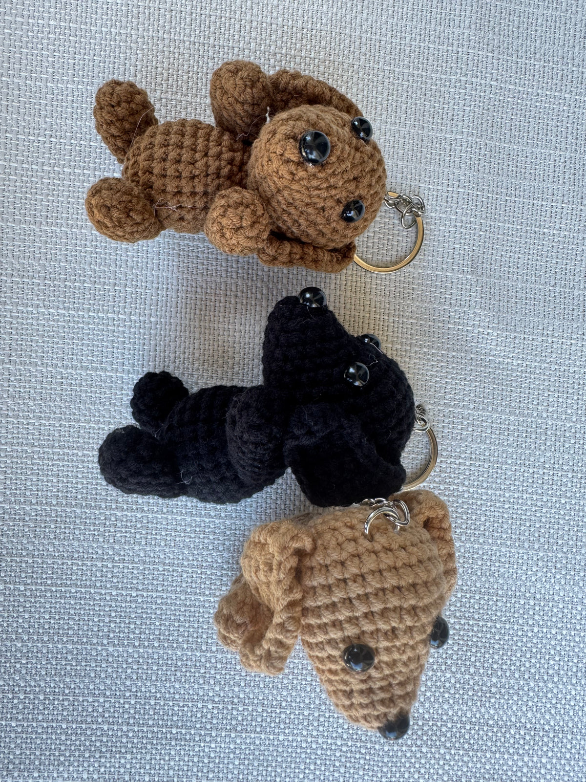 mini crochet puppy keychain