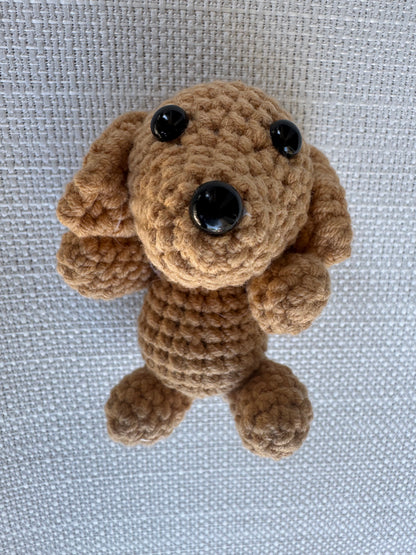mini crochet puppy keychain