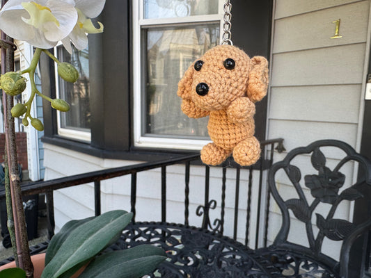 mini crochet puppy keychain