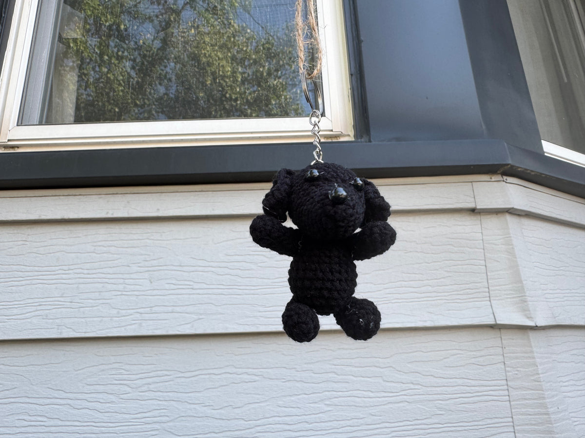 mini crochet puppy keychain