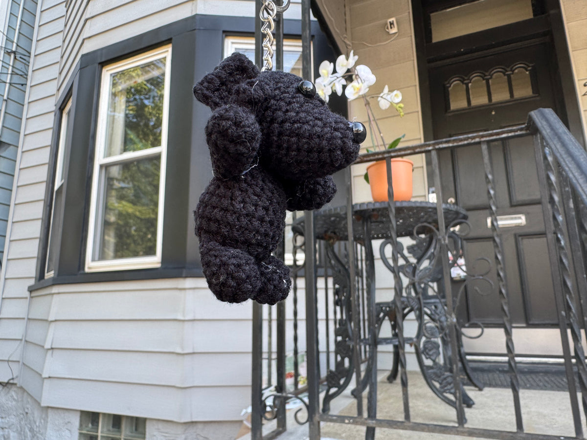 mini crochet puppy keychain