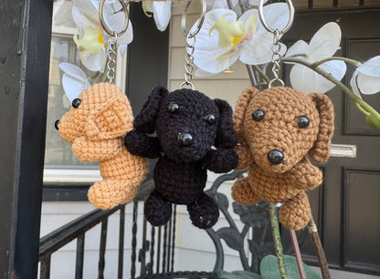mini crochet puppy keychain