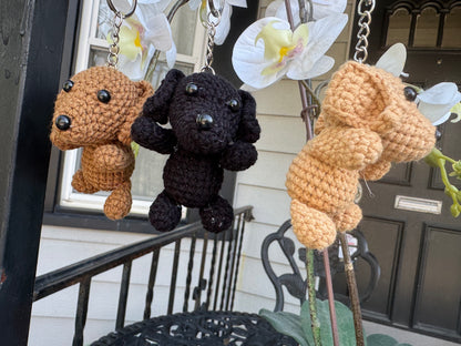 mini crochet puppy keychain