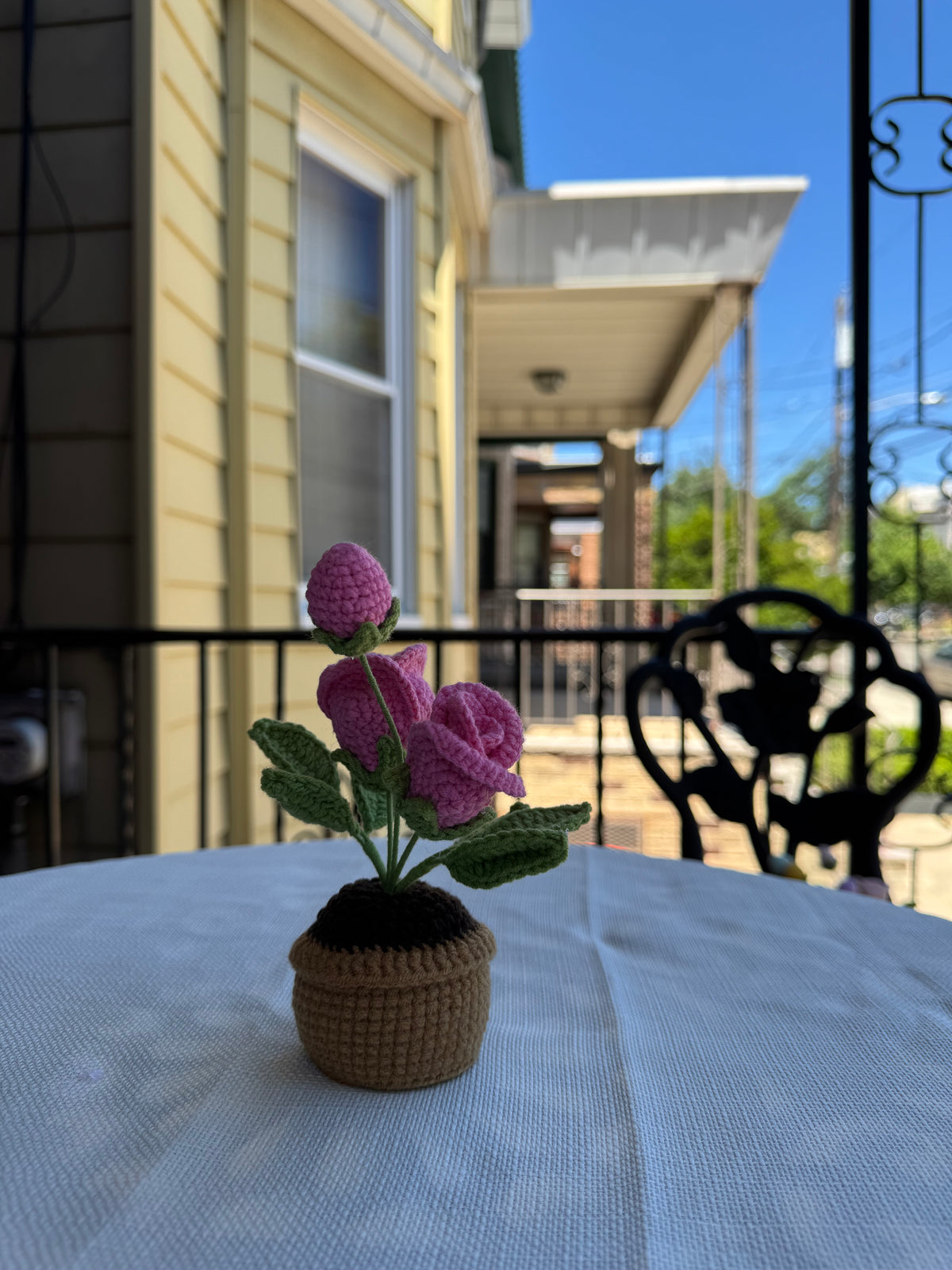 Mini Crochet rose pot