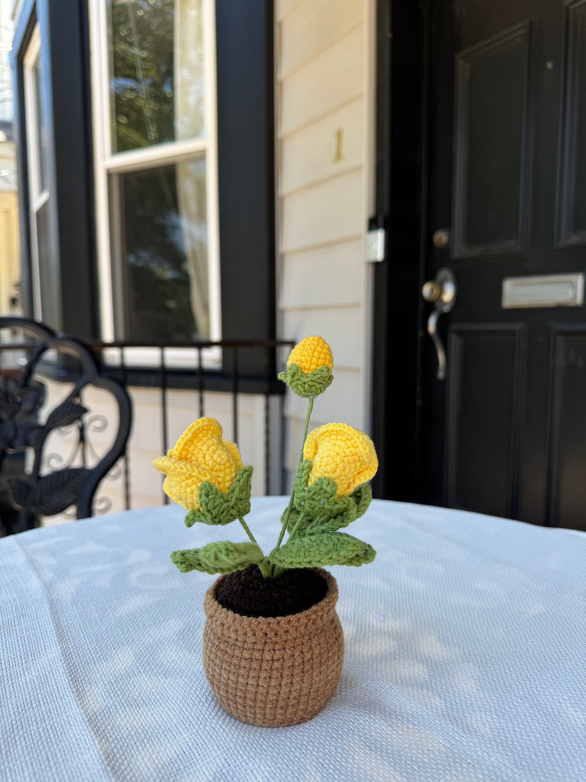 Mini Crochet rose pot