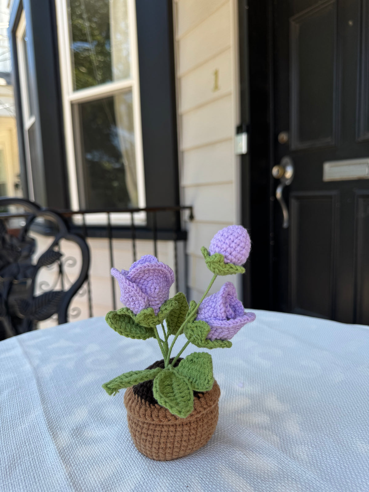 Mini Crochet rose pot
