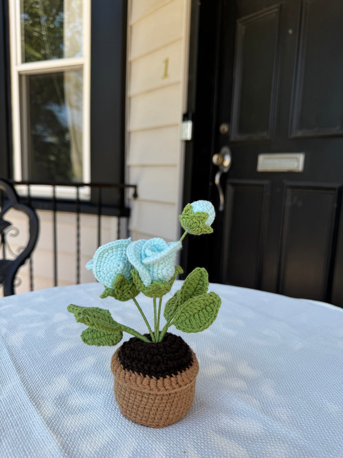 Mini Crochet rose pot