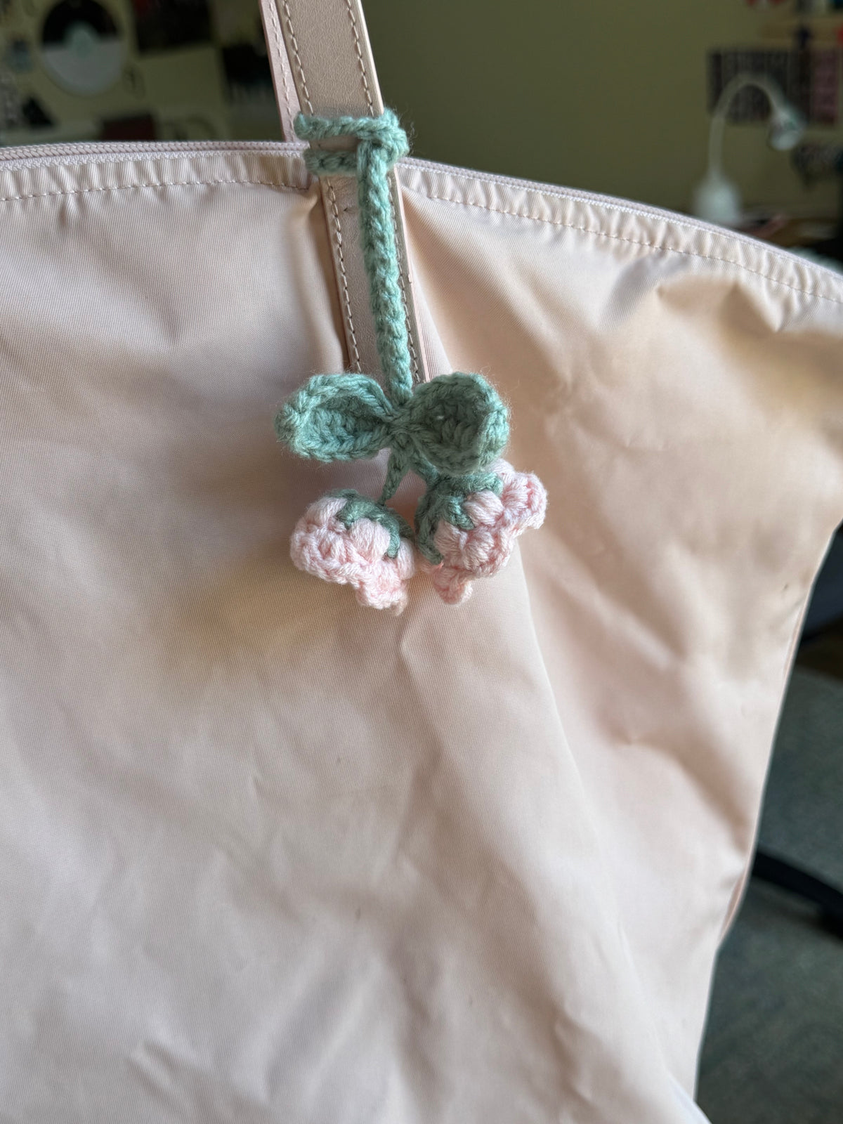 Handmade Bag Charm, Pink Bell Flower Bookmark