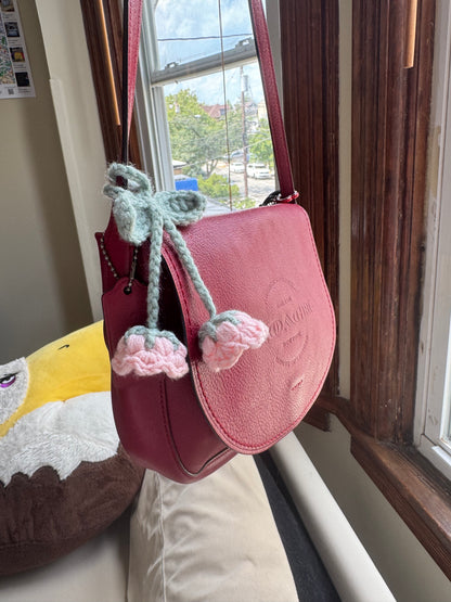 Handmade Bag Charm, Pink Bell Flower Bookmark