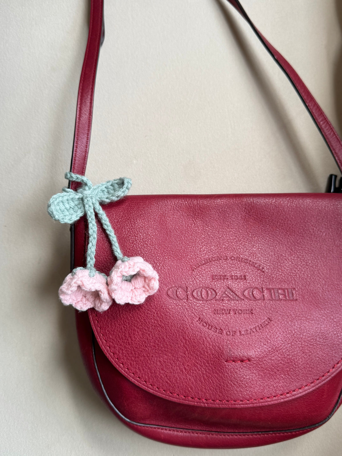 Handmade Bag Charm, Pink Bell Flower Bookmark