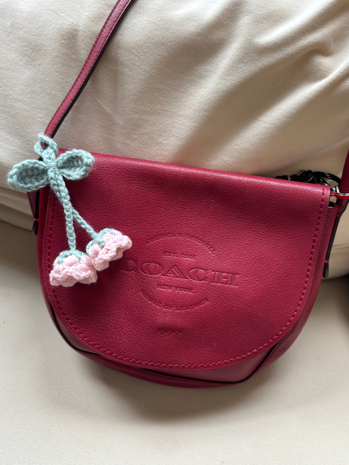 Handmade Bag Charm, Pink Bell Flower Bookmark