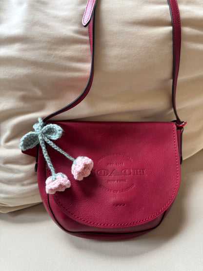 Handmade Bag Charm, Pink Bell Flower Bookmark