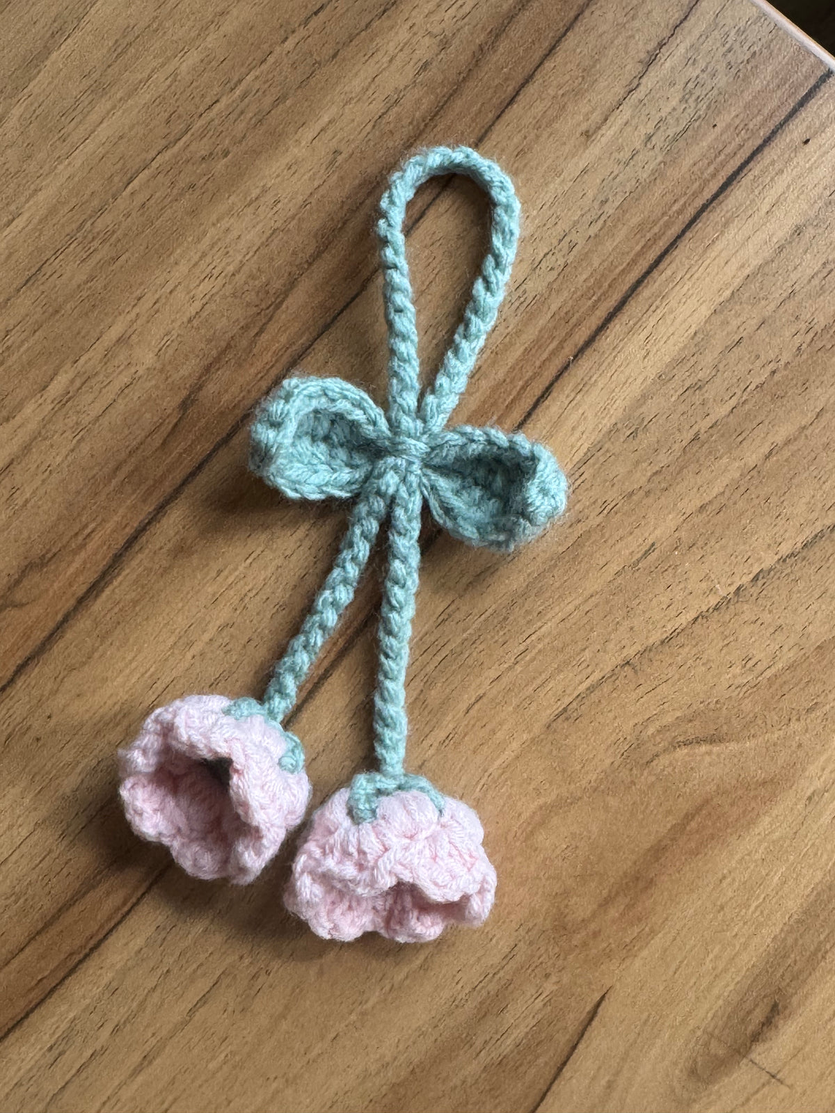 Handmade Bag Charm, Pink Bell Flower Bookmark
