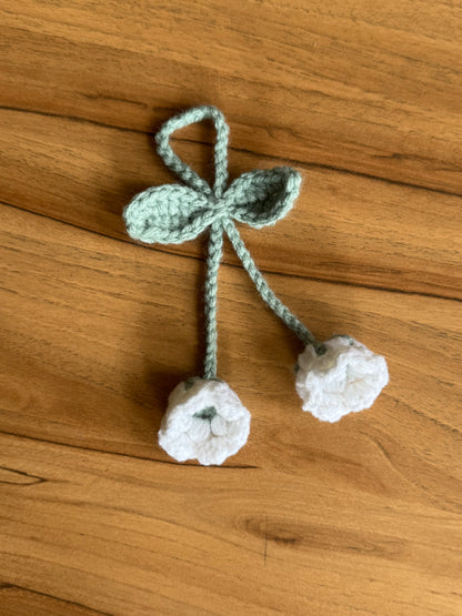Handmade Bag Charm, Pink Bell Flower Bookmark