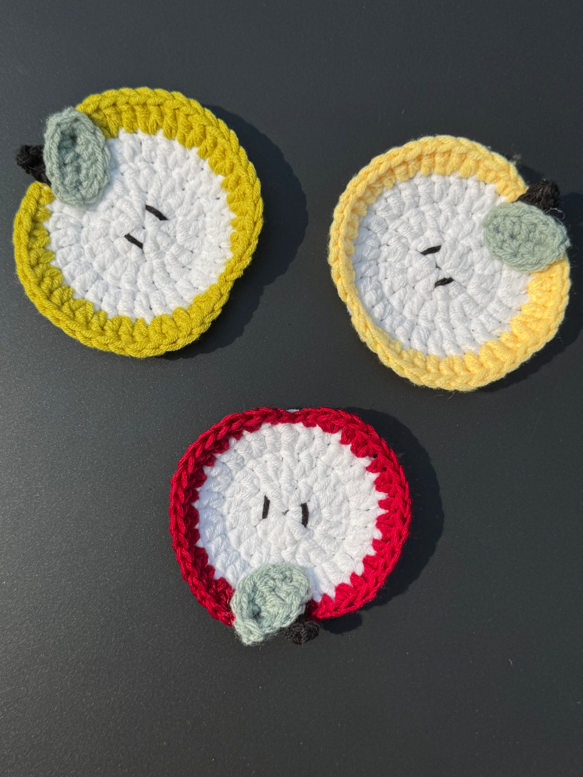 Apple Slice Crochet Coaster