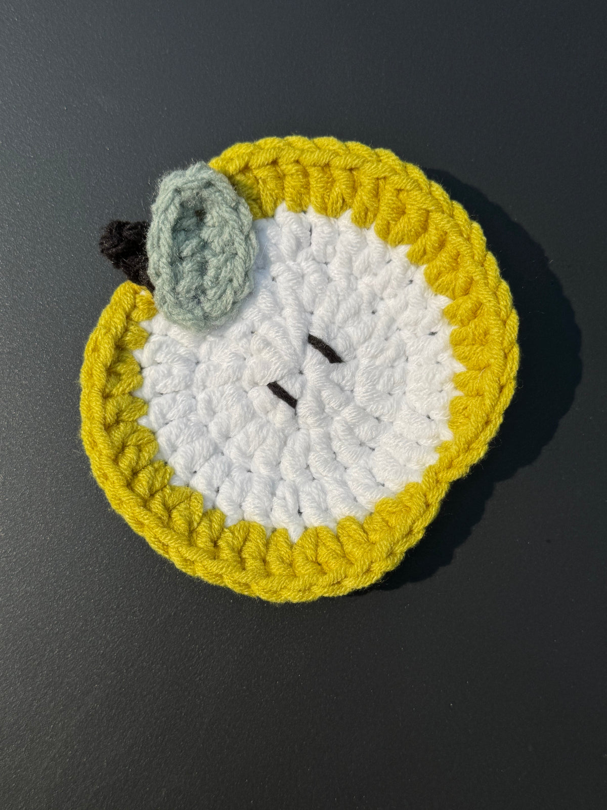 Apple Slice Crochet Coaster