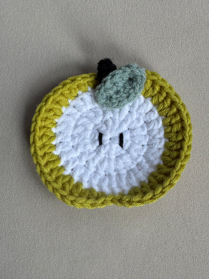 Apple Slice Crochet Coaster