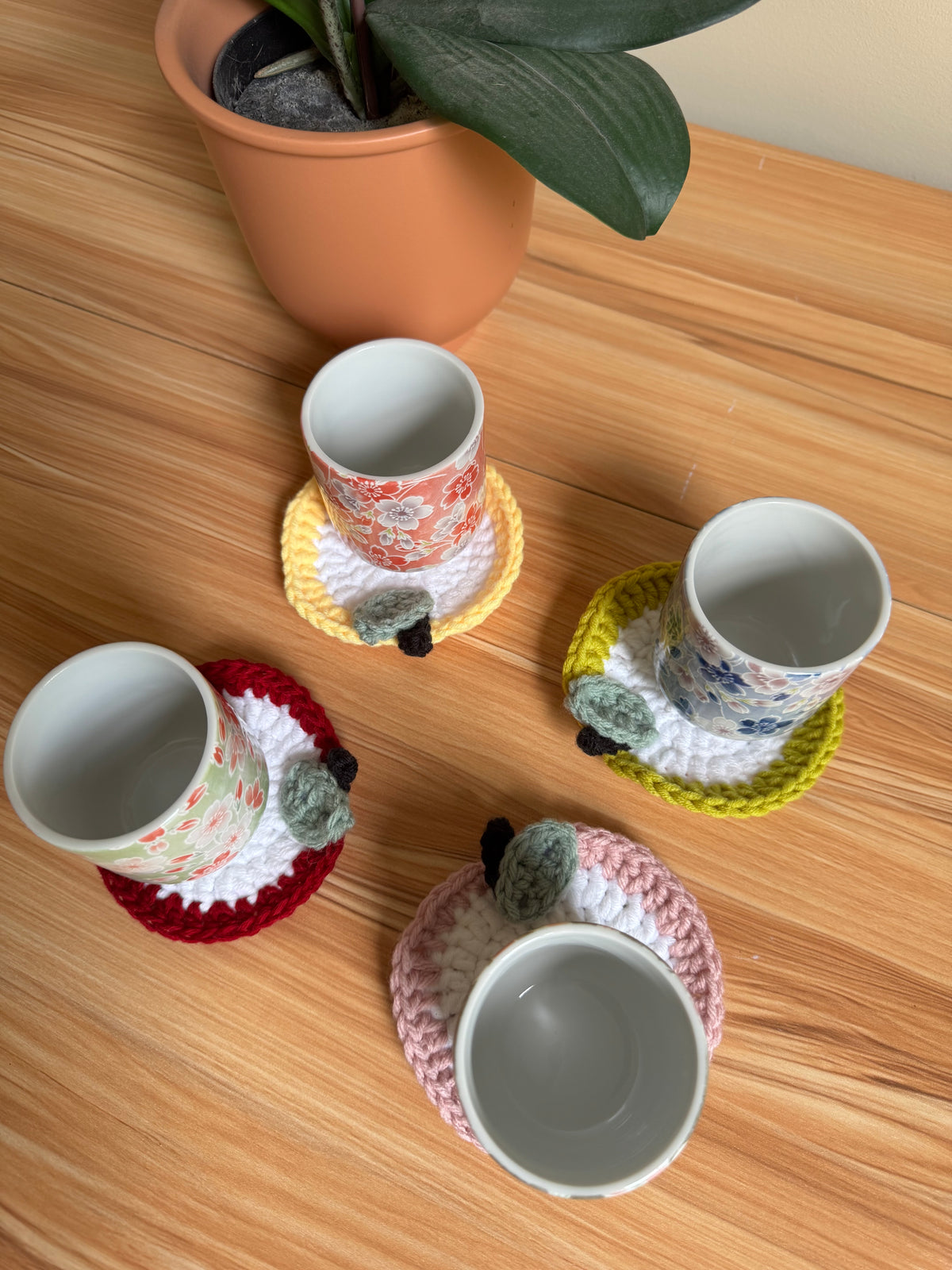 Apple Slice Crochet Coaster