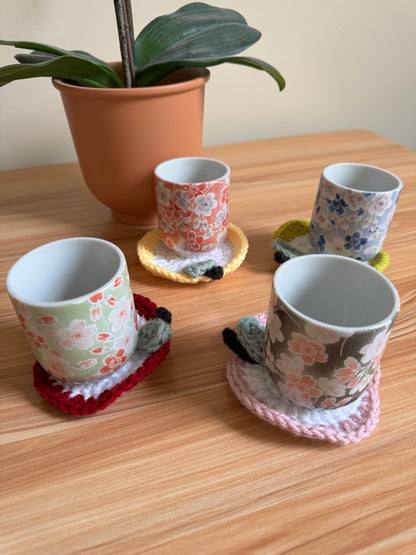 Apple Slice Crochet Coaster