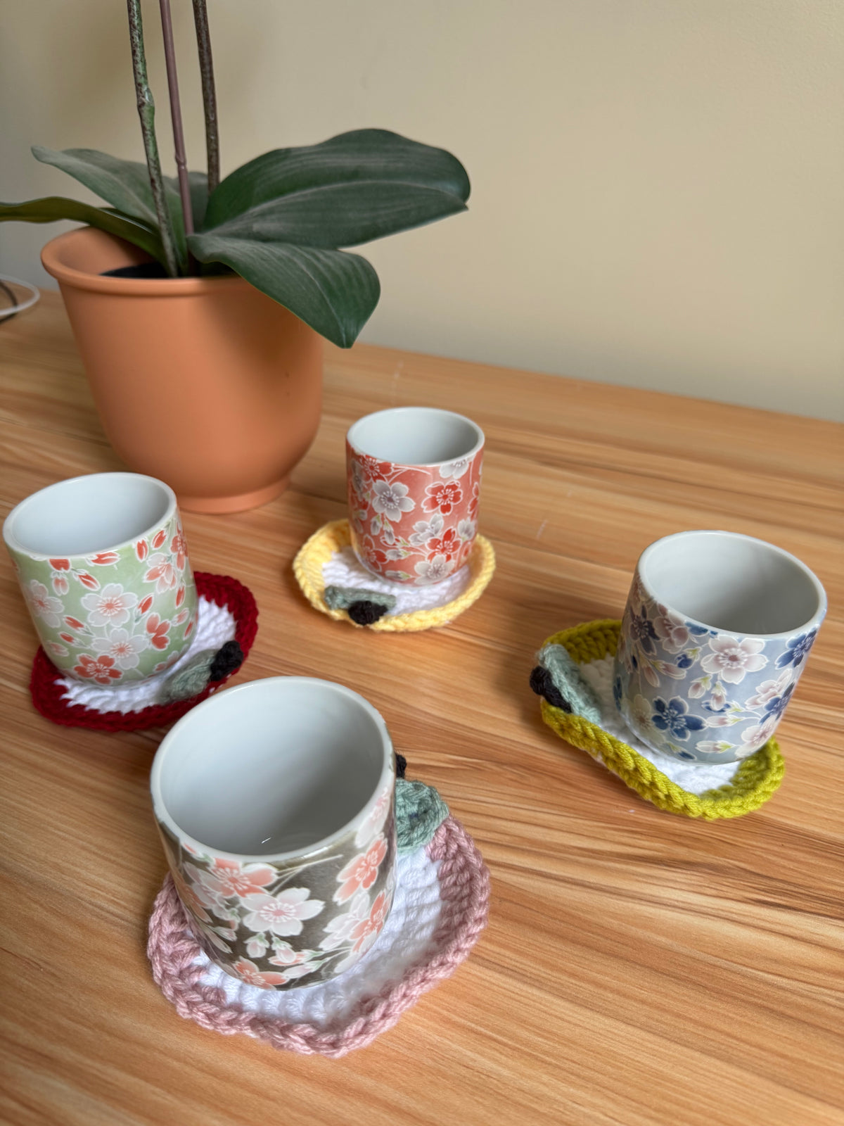 Apple Slice Crochet Coaster