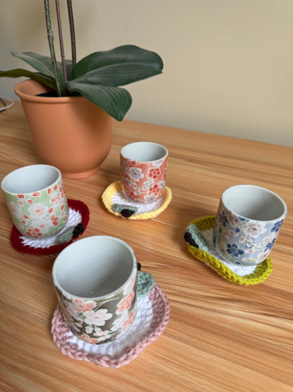 Apple Slice Crochet Coaster