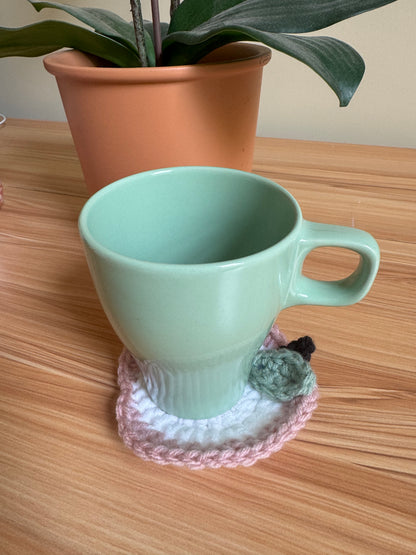 Apple Slice Crochet Coaster