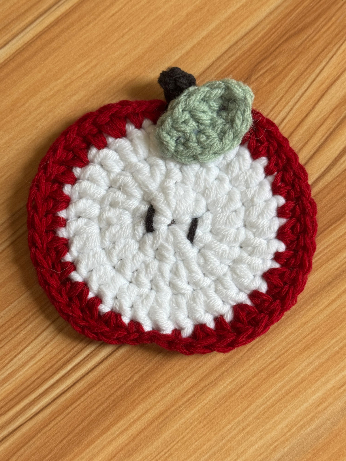 Apple Slice Crochet Coaster