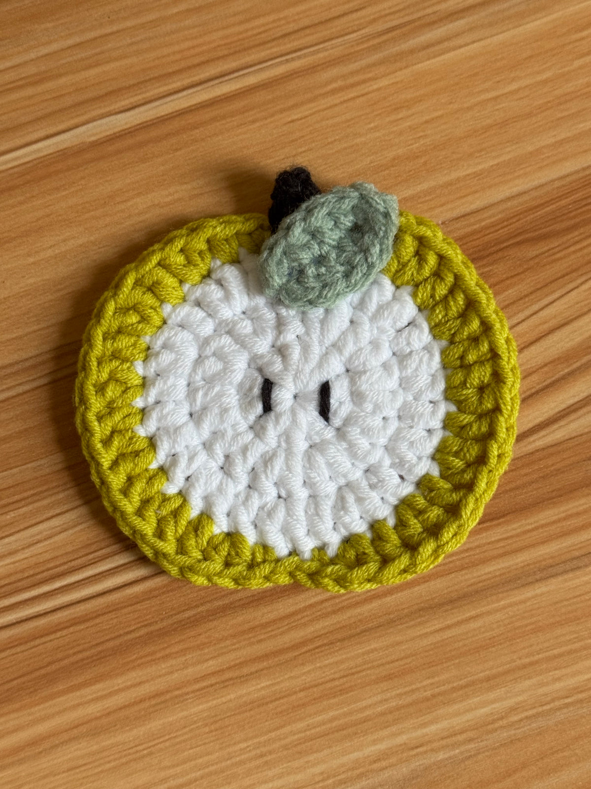Apple Slice Crochet Coaster