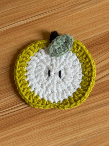 Apple Slice Crochet Coaster