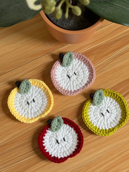 Apple Slice Crochet Coaster